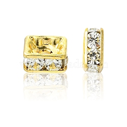 Preciosa&reg MAXIMA Crystal Multi-Stones Settings, Spacer Beads, Czech Crystal, 711 39 208 Square Rondelle with Chatons MAXIMA, 00030 Crystal, Golden, 8x8mm(Y-PRC-MC8-00030-G)