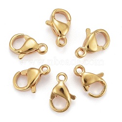 Vacuum Plating 304 Stainless Steel Lobster Claw Clasps, Parrot Trigger Clasps, Real 24K Gold Plated, 9x6x3mm, Hole: 1mm(X-STAS-H352-01B-G)