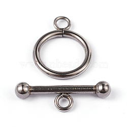 Tarnish Resistant 304 Stainless Steel Ring Toggle Clasps, Stainless Steel Color, Ring: 21x16x2mm, Bar: 25x8x4mm, Hole: 3mm(STAS-L176-13P)