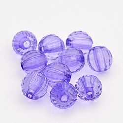 Faceted Round Transparent Acrylic Beads, Lilac, 8mm, Hole: 1.5mm, about 1900pcs/500g(TACR-P053-8mm-25Q)