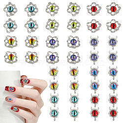 AHADERMAKER 40Pcs 10 Styles Evil Eye Resin & Glass Cabochons, Nail Art Decorations Accessories, with Platinum Tone Alloy Finding, Mixed Color, 13~14x9.5~14x4mm, 4pcs/style(MRMJ-GA0001-21)