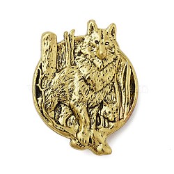 Retro Antique Golden Animal Alloy Brooches for Backpack Clothes, Wolf, 40x32mm(JEWB-S040-02C-AG)