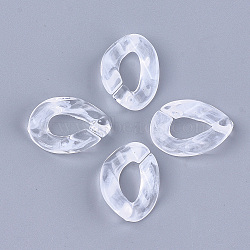 Acrylic Linking Rings, Quick Link Connectors, For Jewelry Chain Making, Imitation Gemstone, Twist, Clear & White, 24x17x5mm, Hole: 12x6mm, about 590pcs/500g(OACR-S028-032B)