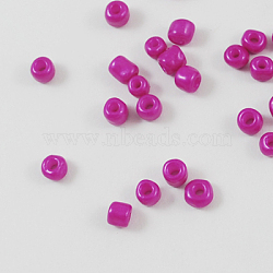 Baking Paint Glass Seed Beads, Magenta, 8/0, 3mm, Hole: 1mm, about 1111pcs/50g, 50g/bag, 18bags/2pounds(SEED-US0003-3mm-K21)