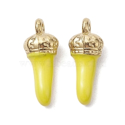 Ion Plating(IP) 304 Stainless Steel Pendants, with Enamel, Real 18K Gold Plated, Horn of Plenty/Italian Horn Cornicello Charms, Yellow, 15x6x4mm, Hole: 1.2mm(STAS-K277-06A-03)