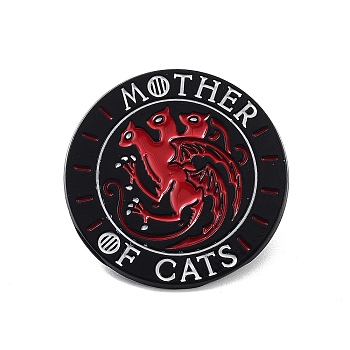 Gothic Mother of Cats Zinc Alloy Enamel Pins, Halloween Brooch, for Backpack Clothes, Dragon, 30x30x1.5mm