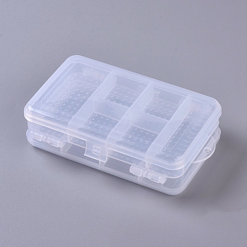 Double Layer Plastic Storage Container, Portable Storage Organizer with 10 Dividers, for Earring Bracelet Jewelry Storage, Clear, 14.45x9.5x4.15cm