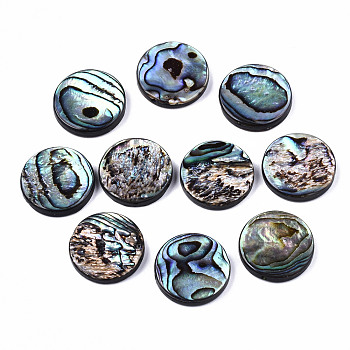 Natural Abalone Shell/Paua Shell Beads, Flat Round, Colorful, 18.5x3.5mm, Hole: 1mm