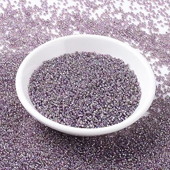 MIYUKI Round Rocailles Beads, Japanese Seed Beads, (RR1012) Silverlined Smoky Amethyst AB, 11/0, 2x1.3mm, Hole: 0.8mm, about 5500pcs/50g