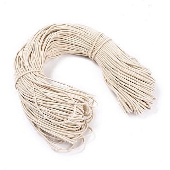 Round Elastic Cord, with Fibre Outside and Rubber Inside, Beige, 3mm, about 100yards/bundle(300 feet/bundle)