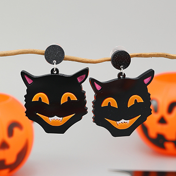 Halloween Cat Shape Stud Earrings, Black