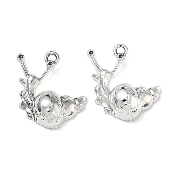 Alloy Enamel Pendants, Snail Charms, Platinum, 22x24.5x6mm, Hole: 2.3mm