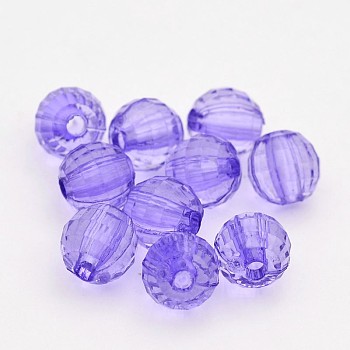 Faceted Round Transparent Acrylic Beads, Lilac, 8mm, Hole: 1.5mm, about 1900pcs/500g