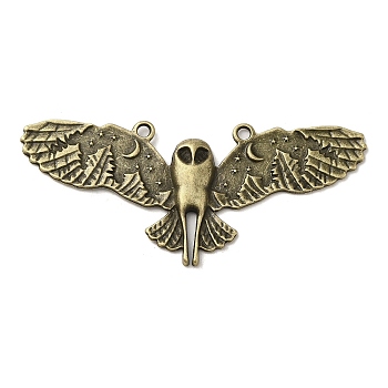 Tibetan Style Alloy Big Pendants, Cadmium Free & Lead Free, Owl for Halloween, Antique Bronze, 30.5x70x3mm, Hole: 2.5mm