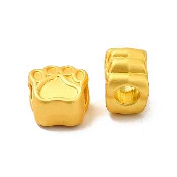 Rack Plating Alloy European Beads, Large Hole Beads, Dog Paw Prints, Matte Gold Color, 11x10.5x7.5mm, Hole: 4mm