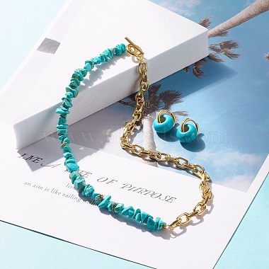 Synthetic Turquoise Chip Beads Jewelry Set(SJEW-JS01223-03)-2