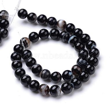 Natural Black Agate Bead Strands(G-R412-19-10mm)-2