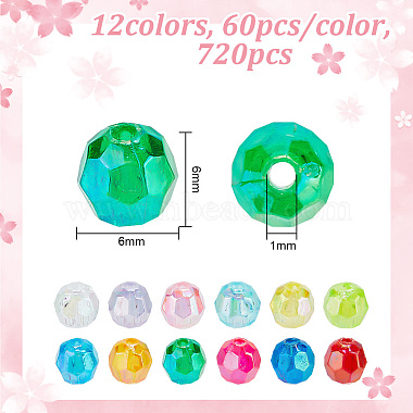 720pcs 12 Colors Eco-Friendly Transparent Acrylic Beads(TACR-GO0001-01)-2