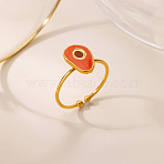 Fruit 304 Stainless Steel Enamel Cuff Open Rings, Golden, Avocado, 15~20mm(WGD941B-03)