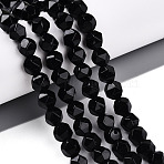 Natural Obsidian Beads Strands, Faceted, Star Cut Round Beads, 7~8x6~7.5x6~7.5mm, Hole: 1mm, about 48~49pcs/strand, 14.17~15.35''(36~39cm)(X-G-T139-8mm-50)