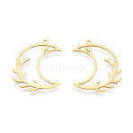 201 Stainless Steel Pendants, Laser Cut Pendants, Moon, Real 18K Gold Plated, 29x26x1mm, Hole: 1.5mm(STAS-N090-LA989-2)