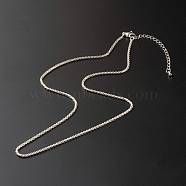 304 Stainless Steel Box Chain Necklaces, with Lobster Claw Clasps, Stainless Steel Color, 45.8x0.2cm(NJEW-JN03551)