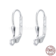 925 Sterling Silver Leverback Hoop Earrings, Silver, 16x9.5x1.5mm, Hole: 1mm, Pin: 0.8mm(STER-L054-54S)