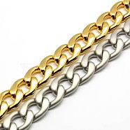 304 Stainless Steel Curb Chain/Twisted Chain Bracelets, with Lobster Claw Clasps, Mixed Color, 8-5/8 inch(220mm), 12mm(STAS-A028-B127)