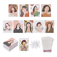 90 Sheets 9 Styles Earring Display Cards, with 90Pcs Cellophane Bags and 200Pcs Plastic Ear Nuts, Girl Pattern, Card: 8x6x0.05cm, Hole: 1.6mm(CDIS-FW0001-06)