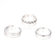 Brass Cuff Toe Rings, Stackable Rings, with Cubic Zirconia, Mixed Style, Platinum, 13.8~14.2mm, 3pcs/set(RJEW-G100-16P)