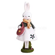 Resin Standing Rabbit Statue Bunny Sculpture Tabletop Rabbit Figurine for Lawn Garden Table Home Decoration ( White ), White, 66x140mm(JX082A)