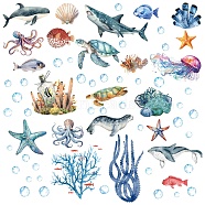 PVC Wall Stickers Set, Rectangle, for Home Living Room Bedroom Decoration, Marine Animal, 200x290mm, 4 sheets/set(DIY-WH0268-031)