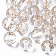Transparent Clear Resin Beads, with Gold Foil, Round, Gold, 20x19mm, Hole: 3mm(RESI-N022-03B)