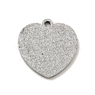 304 Stainless Steel Textured Pendants, Heart, Stainless Steel Color, 12x12x1mm, Hole: 1mm(STAS-J040-10B-P)