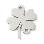 201 Stainless Steel Laser Cut Connector Charms, Stainless Steel Color, Clover, 16x13x1mm, Hole: 1.5mm(STAS-R133-02P-08)