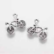 Tibetan Style Alloy Pendants, Bicycle, Antique Silver, 13.5x15.5x2mm, Hole: 1.5mm(PALLOY-F173-07AS)