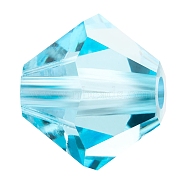 Preciosa&reg Crystal Beads, Czech Crystal, Bicone(451 69 302 Rondelle), 60010 Aqua Bohemica, 5mm, Hole: 1mm(Y-PRC-BA5-60010)