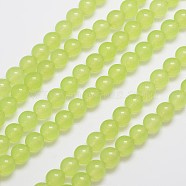 Natural & Dyed Malaysia Jade Bead Strands, Imitation Peridot, Round, Yellow Green, 8mm, Hole: 1.0mm, about 48pcs/strand, 15 inch(G-A146-8mm-A27)