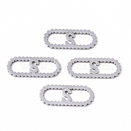201 Stainless Steel Links Connectors, Laser Cut, Oval with Letter, Stainless Steel Color, Letter.S, 15x6x1mm, Hole: 4x5~7mm(STAS-N091-41S)