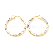 304 Stainless Steel Hoop Earrings, with Polymer Clay Rhinestones, Flat Ring Shape, Golden, 42x39x2.7mm, Pin: 0.7mm(EJEW-C501-19G-D)