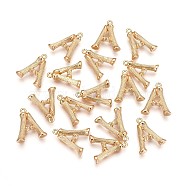 Brass Pendants, Long-Lasting Plated, Real 18K Gold Plated, Nickel Free, Letter, Letter.A, 18.5x16x4mm, Hole: 1.2mm(KK-F782-08G-A-NF)
