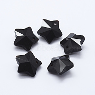 Transparent Glass Pendants, Faceted, Star Charms, Black, 13x13.5x7mm, Hole: 1mm(X-GLAA-P037-04-08)