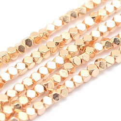 Electroplate Non-magnetic Synthetic Hematite Beads Strands, Grade AA, Long-Lasting Plated, Faceted, Cube, Light Gold Plated, 2x2x2mm, Hole: 0.5mm, about 198pcs/strand, 15.7 inch(40cm)(G-L485-10A-LG)