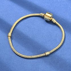 Brass Snake Chain Link Bracelets for Men Women, Real 18K Gold Plated, 7-1/2x1/8 inch(19x0.4cm)(BJEW-G736-06G)
