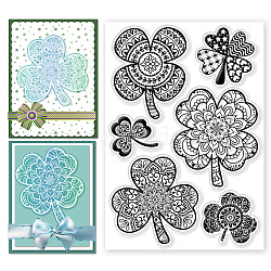 Custom PVC Plastic Clear Stamps, for DIY Scrapbooking, Photo Album Decorative, Cards Making, Clover, 160x110mm(DIY-WH0618-0023)