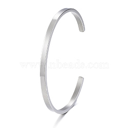 304 Stainless Steel Cuff Bangles, Minimalist Simple Open Bangles, Stainless Steel Color, Inner Diameter: 2-1/2x2 inch(6.1~6.5x5.1cm)(X-BJEW-K173-02P)