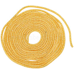 10 Yards PVC Tubular Synthetic Rubber Cord, Hollow Pipe, with Paillette, Gold, 5mm, Hole: 1.6mm(RCOR-WH0003-04D)