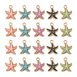 20Pcs 5 Colors Alloy Enamel Pendants, Starfish, Light Gold, Mixed Color, 18x15x3mm, Hole: 2.5mm, 4pcs/color(ENAM-YW0002-05)