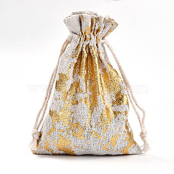 Christmas Theme Cotton Fabric Cloth Bag, Drawstring Bags, for Christmas Party Snack Gift Ornaments, Mixed Shapes, 14x10cm(ABAG-H104-B21)