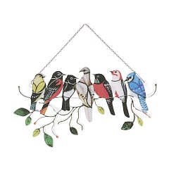Acrylic Pendant Decorations, Window Hanging Suncatcher, 7 Birds, Bird Pattern, 105x205x2mm(HOUS-PW0001-01B)